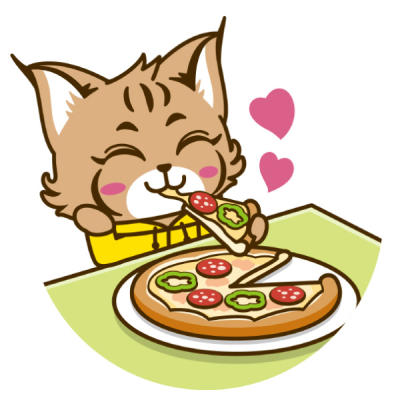 ピザを食べるベル